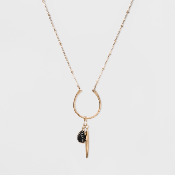 Universal Thread Jewelry - Open Bar with Linear Shard and Stone Necklace